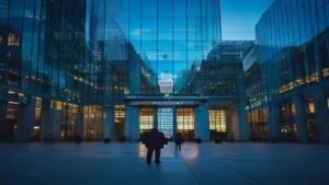 City of London financial district at blue hour