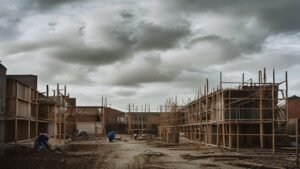 New-build housing development under construction in England