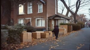 Letting boards outside British terraced rental houses