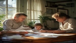 British household reviewing rising bills at a kitchen table